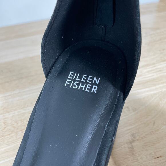 Eileen Fisher NWOB Jazzy Block Heel Sandal Size 9.5 Black Suede Open Toe Nubuck - Picture 8 of 8